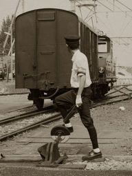 国鉄の操車場従事員（昭和20～30年代）の再現